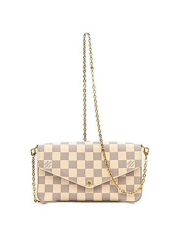 Louis Vuitton LOUIS VUITTON N63106 Damier Azur Pochette Felicie Shoulder Bag, Ivory, Women's (view 1)