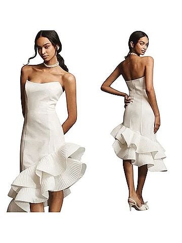 BHLDN Flamenco-Hem Asymmetrical Midi Dress Cocktail Dress (view 1)