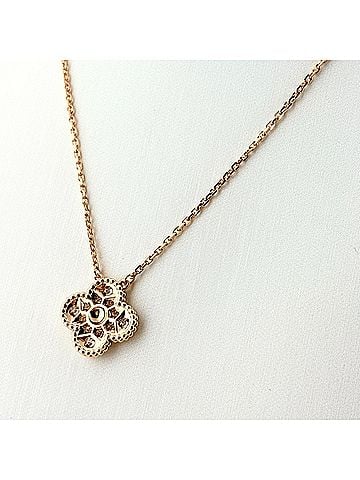 Van Cleef & Arpels Van Cleef &amp; Arpels Vintage Alhambra Necklace, Pink Gold (PG), Pendant, Small Diamonds, 750 Diamond Women's. (view 2)