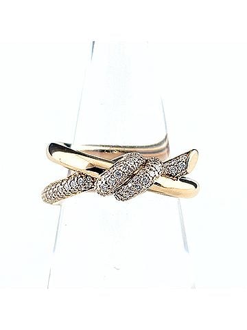 Tiffany & Co. Tiffany &amp; Co. Knot Double Row Diamond Ring, Pink Gold (PG), 750 Women's Ring with Small Diamonds (view 1)
