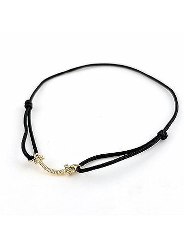Tiffany & Co. Tiffany &amp; Co. T Smile Cord Bracelet, Yellow Gold (YG), with Small Diamonds, 750 Diamond, Women's Bracelet (view 1)
