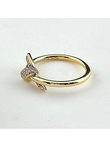 Tiffany & Co. Tiffany &amp; Co. Knot Ring, Yellow Gold (YG), with small diamonds, 750 diamond ring, for women. (view 2)