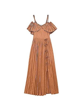 Banana Republic Olivia Palermo Pleated Maxi Dress Casual Dress (view 1)