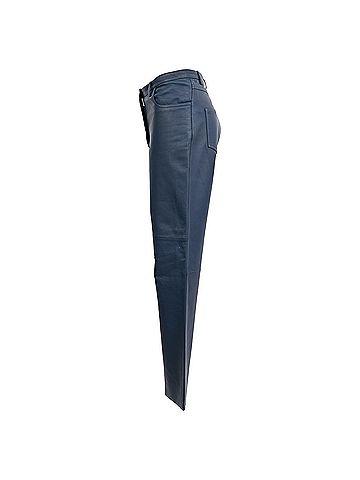 Céline Celine High Waist Trousers in Navy Blue Leather (view 2)