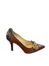 Cole Haan 100% Leather Brown Gold Blue Heels Size 5 1/2 - photo 2