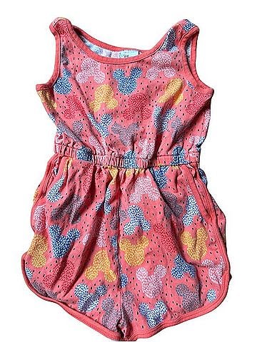 Hanna Andersson Mickey Mouse Coral Romper Bodysuit (view 1)
