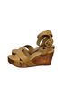 Tory Burch 100% Leather Solid Brown Gold Wedges Size 8 - photo 3