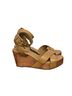 Tory Burch 100% Leather Solid Brown Gold Wedges Size 8 - photo 2