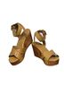 Tory Burch 100% Leather Solid Brown Gold Wedges Size 8 - photo 5
