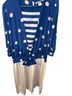Olivia 100% Polyester Polka Dots Stripes Blue White Cocktail Dress Size 9 - photo 2