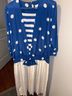 Olivia 100% Polyester Polka Dots Stripes Blue White Cocktail Dress Size 9 - photo 5