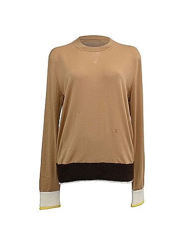Céline Celine Triomphe-Embroidered Sweater in Brown Wool (view 1)