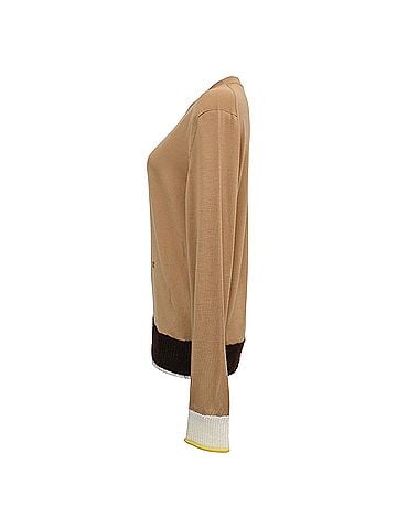 Céline Celine Triomphe-Embroidered Sweater in Brown Wool (view 2)