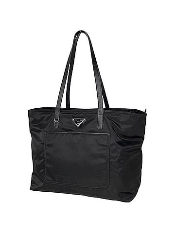 Prada Prada PRADA Tote Bag, Logo Plate, Nylon, Nero (Black), 1BG052, Women's (view 1)