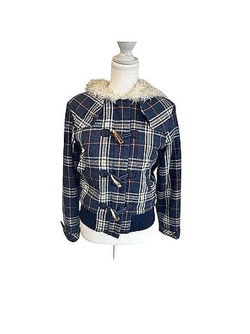 Juicy Couture Y2K Plaid Tweed Toggle Faux Fur Trim Hooded Wool Bomber Jacket Jacket (view 1)