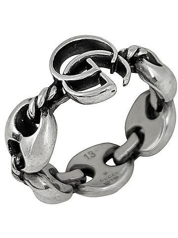 Gucci Gucci Marina Chain Ring with Double G Design, Sterling Silver 925, Silver, Women's (view 1)