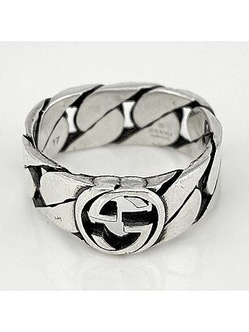 Gucci Gucci Interlocking G Chain Ring, Sterling Silver 925, Silver, Women's (view 2)