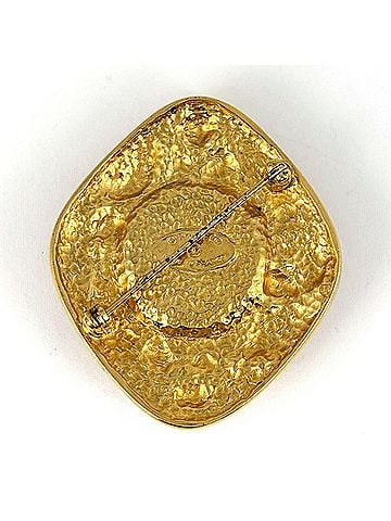 Chanel Chanel brooch, Coco Mark, GP (Gold Plated), colored stone, gold, green, women's. (view 2)
