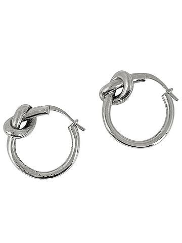 Céline Celine Knot Small Hoop Earrings, Rhodium Finish, Silver, Women's (view 1)