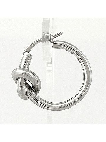 Céline Celine Knot Small Hoop Earrings, Rhodium Finish, Silver, Women's (view 2)