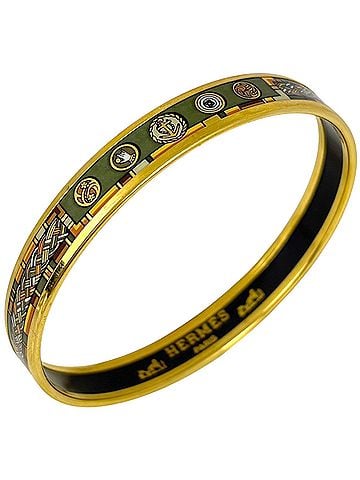 Hermès Hermes HERMES Bangle Email PM GP Gold Green Women's (view 1)