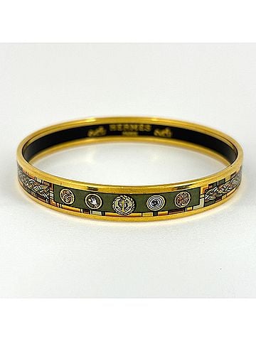 Hermès Hermes HERMES Bangle Email PM GP Gold Green Women's (view 2)