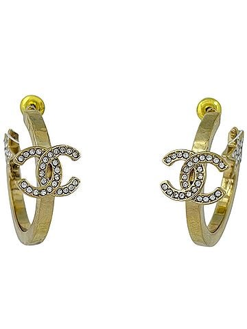 Chanel Chanel earrings, Coco Mark star hoop, GP rhinestone, gold, for women. (view 1)