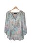 Cynthia Rowley 100% Polyester Print Teal Pink Purple Brown Ivory 3/4 Sleeve Blouse Size M - photo 1