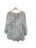 Cynthia Rowley 100% Polyester Print Teal Pink Purple Brown Ivory 3/4 Sleeve Blouse Size M - photo 2