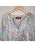 Cynthia Rowley 100% Polyester Print Teal Pink Purple Brown Ivory 3/4 Sleeve Blouse Size M - photo 3