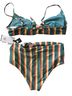 Rip Curl Stripes Teal Yellow Orange Two Piece Swimsuit Size L - photo 2
