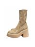 AGL 100% Leather Tan Ivory Boots Size 9 - photo 4