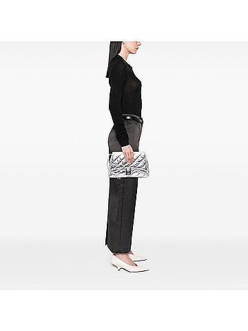 Balenciaga Medium Metallic Calfskin Crush Pochette (view 2)