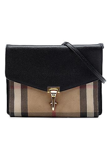 Burberry Small Leather and House Check Canvas Derby Macken Crossbody (view 1)