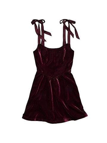 American Eagle Outfitters AE Self Tie Strap Velvet Mini Cocktail Dress (view 1)