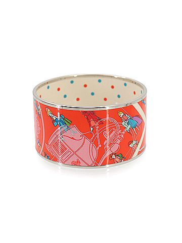 Hermès Hermes HERMES Email TGM Bangle Bracelet Orange Silver (view 1)