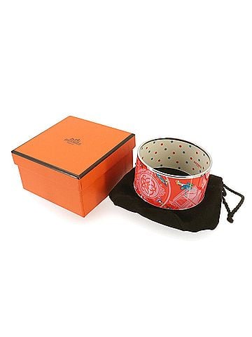 Hermès Hermes HERMES Email TGM Bangle Bracelet Orange Silver (view 2)