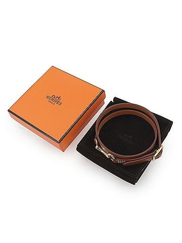 Hermès Hermes Triple Tour Bracelet, Leather, Brown, T1 Y Stamp, Gold Hardware (view 2)
