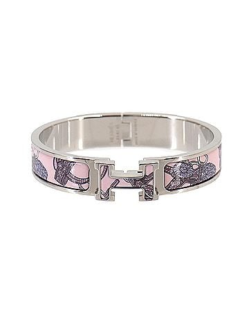 Hermès Hermes Clic H PM Honage Brides de Coeur Bangle Pink Silver (view 1)