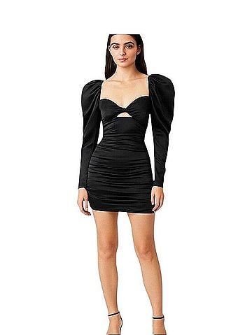 Halpern SS21 Gathered Cutout Ruched Satin Mini Dress Cocktail Dress (view 1)