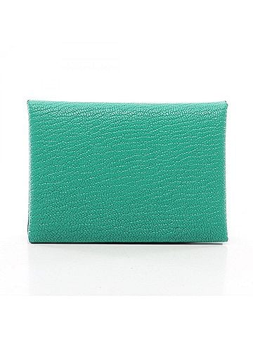 Hermès Hermes Calvi Duo Wallet - Coin Purse Leather Chevre Women's Green/Pink (view 1)