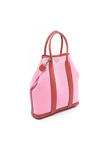 Hermès Hermes Garden File PM 2-Way Tote Bag/Handbag, Canvas, Toile Officier, Country Style, Pink/Red. (view 2)