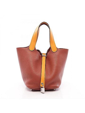 Hermès Hermes Picotin Lock Touch PM Handbag, Leather, Taurillon Clemence Veau Swift, Brown/Yellow, Jaune d'Or, 068670CKAL (view 1)