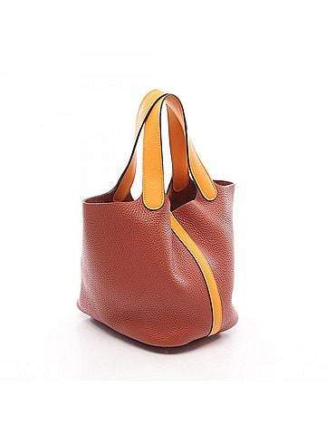 Hermès Hermes Picotin Lock Touch PM Handbag, Leather, Taurillon Clemence Veau Swift, Brown/Yellow, Jaune d'Or, 068670CKAL (view 2)