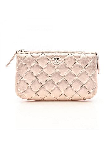 Chanel Chanel Matelassé Handbag/Pouch, Lambskin Leather, Women's, Pink, A69259 (view 1)