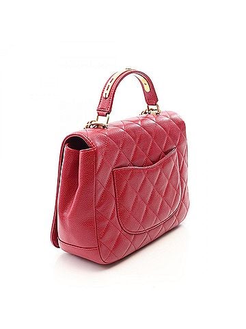 Chanel Chanel Matelassé Top Handle 2-Way Shoulder Bag/Handbag, Caviar Leather (Grained Calfskin), Women's, Red (view 2)