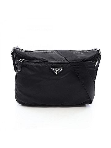 Prada Prada VELA Shoulder Bag/Handbag, Nylon &amp; Saffiano Leather, Women's, Black, 1BC421 (view 1)