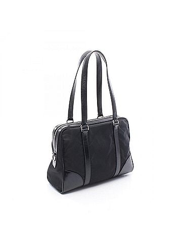 Prada Prada Triangle Logo Tote Bag Handbag Nylon Leather Women's Black (view 2)