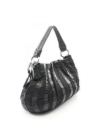 Prada Prada striped handbag, nylon and leather, women's, black. (view 2)
