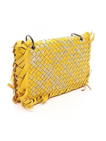 Bottega Veneta Bottega Veneta Fringe Intrecciato Shoulder Bag/Handbag, Leather, Women's, Yellow/Beige (view 2)